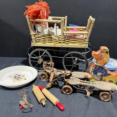 Vintage Doctor Doodle Pull Toy by Fisher Price, Antique Doll Stroller, & More 