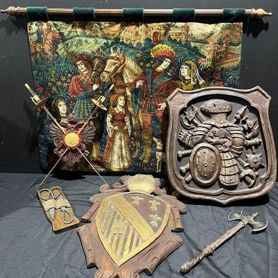 Renaissance Collection ~ ft. Wall Tapestry, Coats Of Arms Plaques, Axe & More  