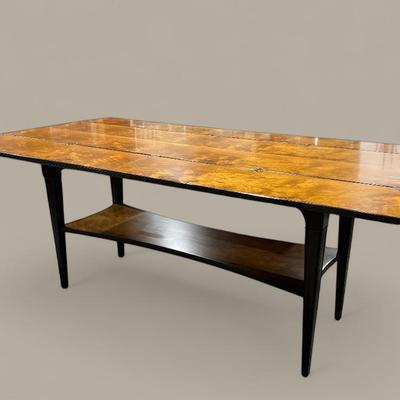 Walnut & Mohogany Folding Wing Dining Table W/ Brass Hinges 