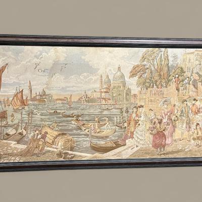 Huge Vintage Tapestry Ft. an 18th-Century Pastoral Scene