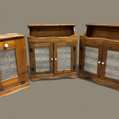 Vintage Pine Cottage Core Cupboard Set 