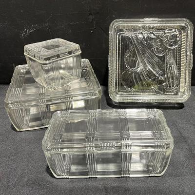 Vintage Refrigerator Dishes- Hazel Atlas Criss-Cross And Federal Glass 