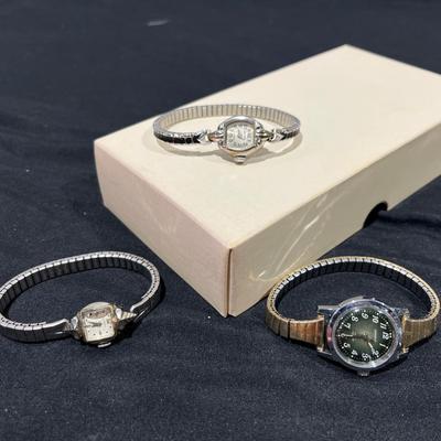 Vintage Watches ~  Ft. 10k RGP Bezel Art Deco, Buren Art Deco & Caravelle by Bulova Green Sun Burst 