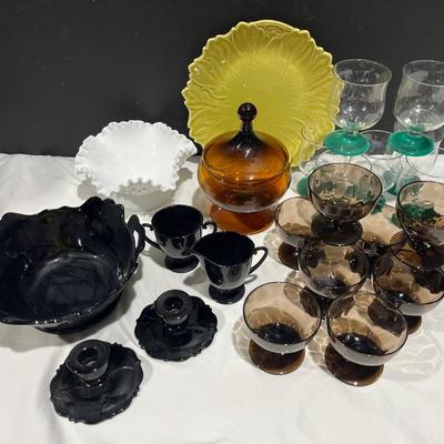 Libbey Wine Glasses, Empoli Amber Apothecary Jar, LE Smith Black Amethyst Collection, Smokey Sherbet