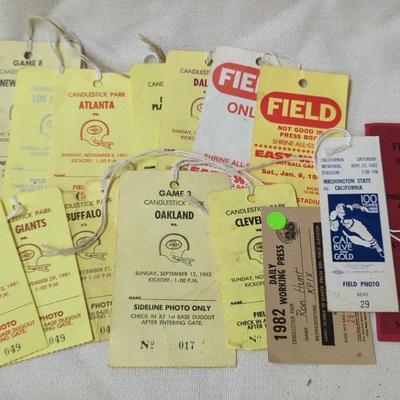 Memorabilia Photographer Passes
1982 Candlestick Park, 1982 WSU vs CAL, more
