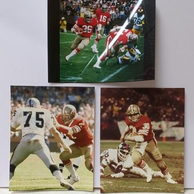 Oakland Raiders #75-Howie Long, Monte Johnson #58 & 49er's Joe Montana #16, 