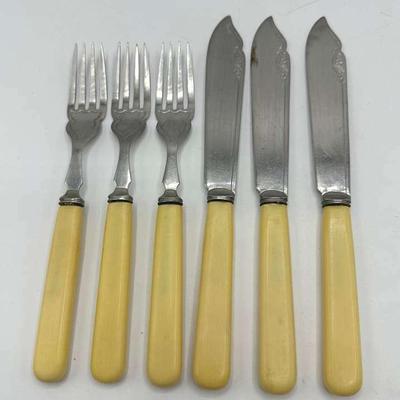Vintage Sheffield Fish Knife and Fork Set of Three