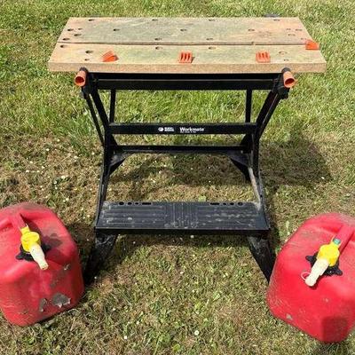 Black and Decker Workbench and Vice with Two Large Gas Cans