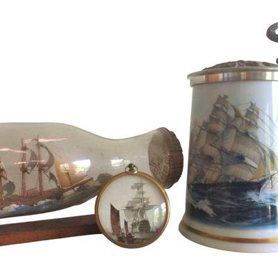 Ship In A Bottle / Franklin Porcelain Stine