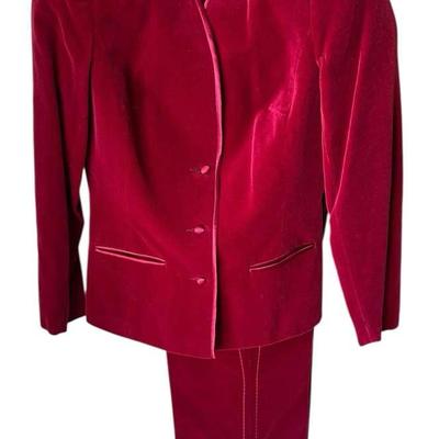 Vintage Velida Crimson Red Pantsuit, Made in England