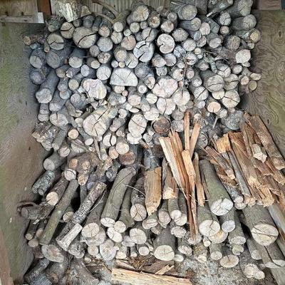 Kindling, split firewood, and to be split firewood.