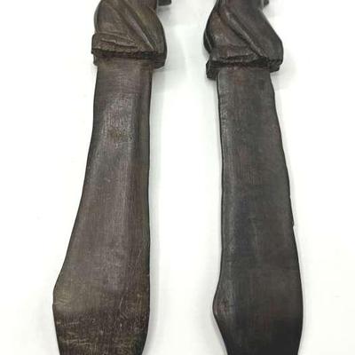 Two Vintage Carved-Wood African Letter Openers