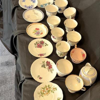 Floral Tea Cups and Plates Lot 