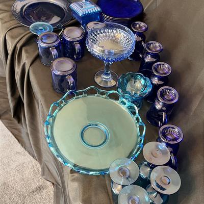 Blue Glass Dining Set