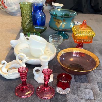 Colorful Glass and Ceramic Decor Lot 