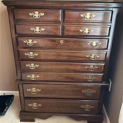 Bassett Gorgeous Tall Dark Wood Dresser