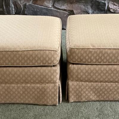 2 Gold Upholstered Storage Ottomans