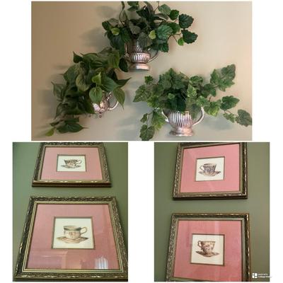 Tea Cup Prints With Wall Hangings 