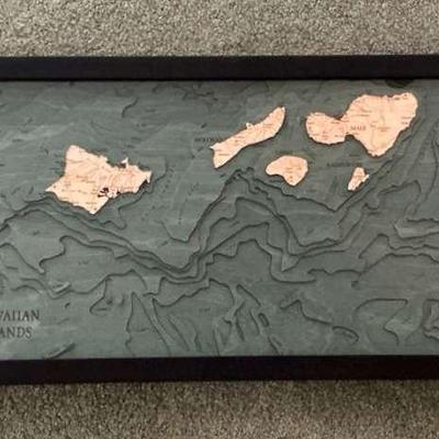 Woodcraft Artisans 3D Laser Cut Wood Map of Hawaii
