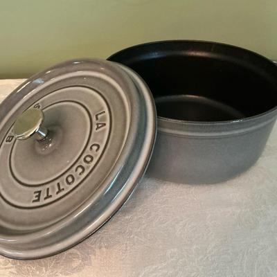 Staub Grey Enamel Coated Cast Iron Dutch Oven #24