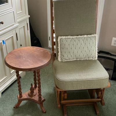 Oak Glider Chair & Side Table