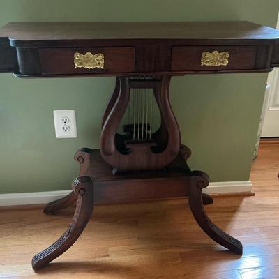 Mahogany Harp Design Entry Way Table 