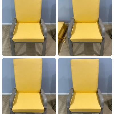 Four Outdoor Chairs - Yellow Cushions  