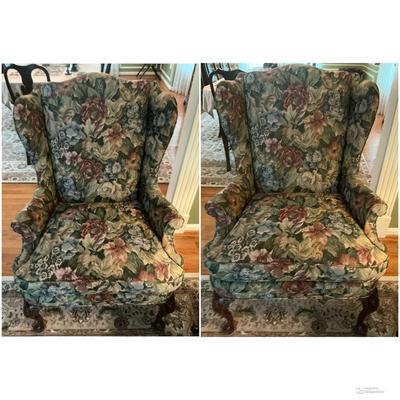 Set Of 2 Tapestry Wingbackchairs 