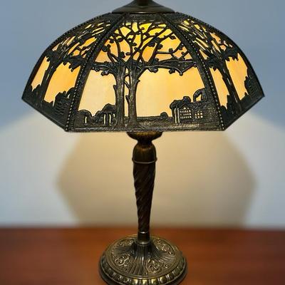 Slag Glass Art Deco Lamp