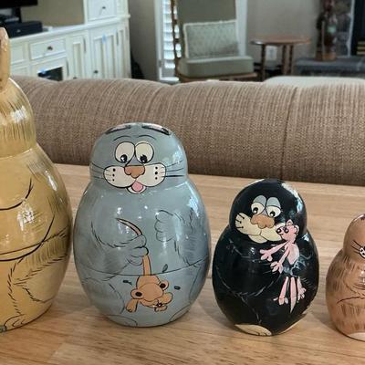 Cat & Mouse Russian Nesting Dolls Matroyshka