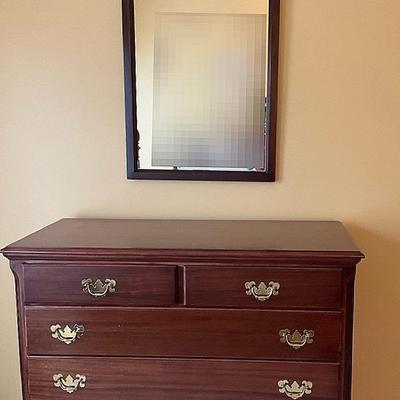 Cherry Queen Anne Style Dresser And Mirror
