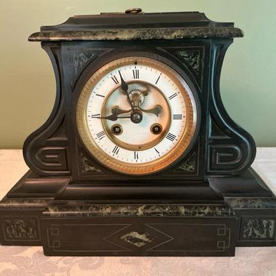 Marble Mantle Clock Very Heavy Weight 