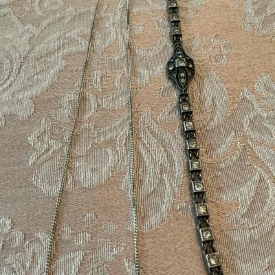 Vintage Sterling Silver Necklace And Watch 