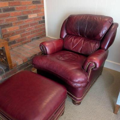 Hancock & Moore Leather Chair and Ottoman