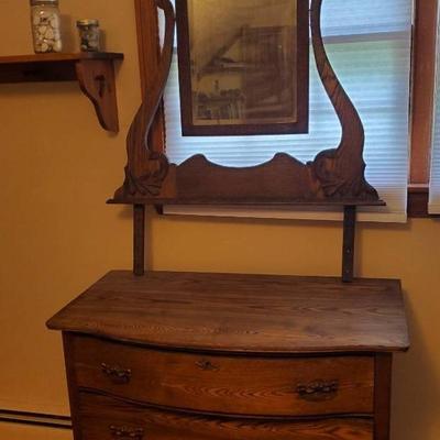 Antique Oak Dresser w/Mirror 