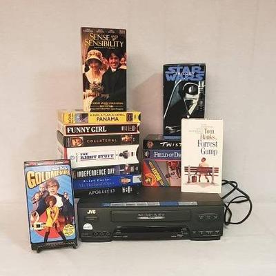 JVC VCR with Assorted VHS Tapes