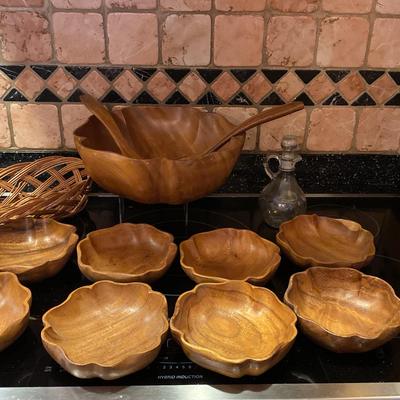 Wooden Salad Set &  Bread Basket