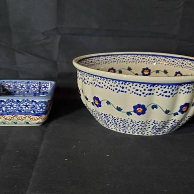Boleslawiec Polish Pottery - Tapas Dish & 8" Fluted Side Bowl