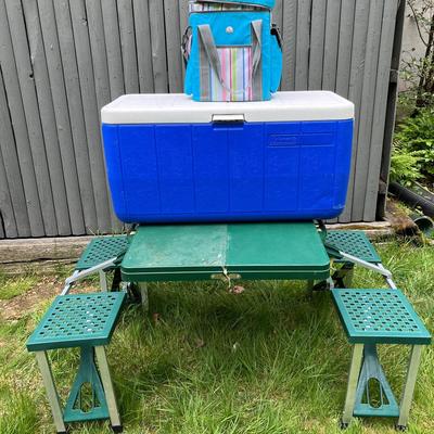 Foldable Camping Table, Cooler & Insulated Bag