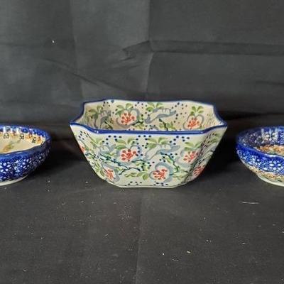 (3) Boleslawiec Polish Pottery - 4" & 5" Bowls