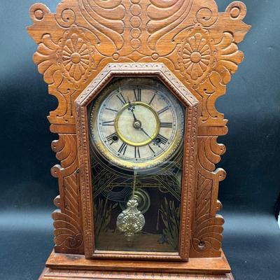 Antique Waterbury Carved Clock 