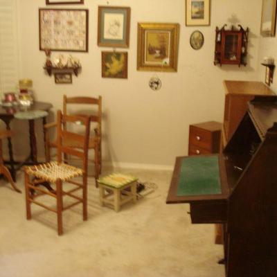 Antique chairs, table, and furnitures
