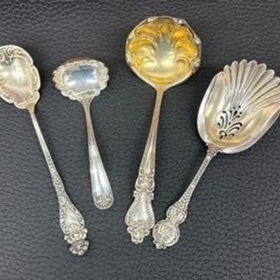 Variety of Sterling Silver Serving Spoons 

Includes a Vintage Sterling Silver Nut Bon Bon Spoon, gravy spoon, sauce spoon and more...