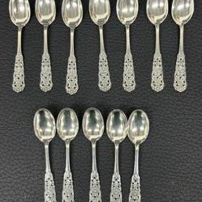 Set of 12 Marthinsen Sterling Silver Norwegian Demitasse Spoons 