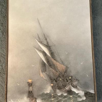Henry Parker Lighthouse & Sailing Ship Painting