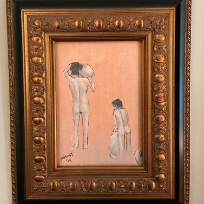 Paul S Benoit "Les Apporters" Mixed Media Painting