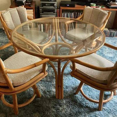 Ficks Reed Cane Table & 4 Chairs