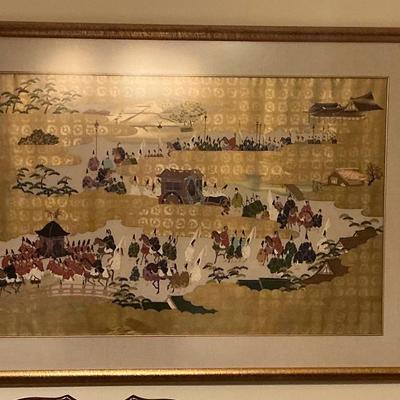 46x34 Hand Painted Asian Paper Art 