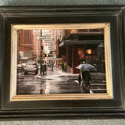 Gandy "Rain on Kearny Street" Framed Painting