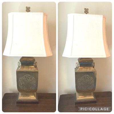 2 Frederick Cooper Brass Asian Table Lamps